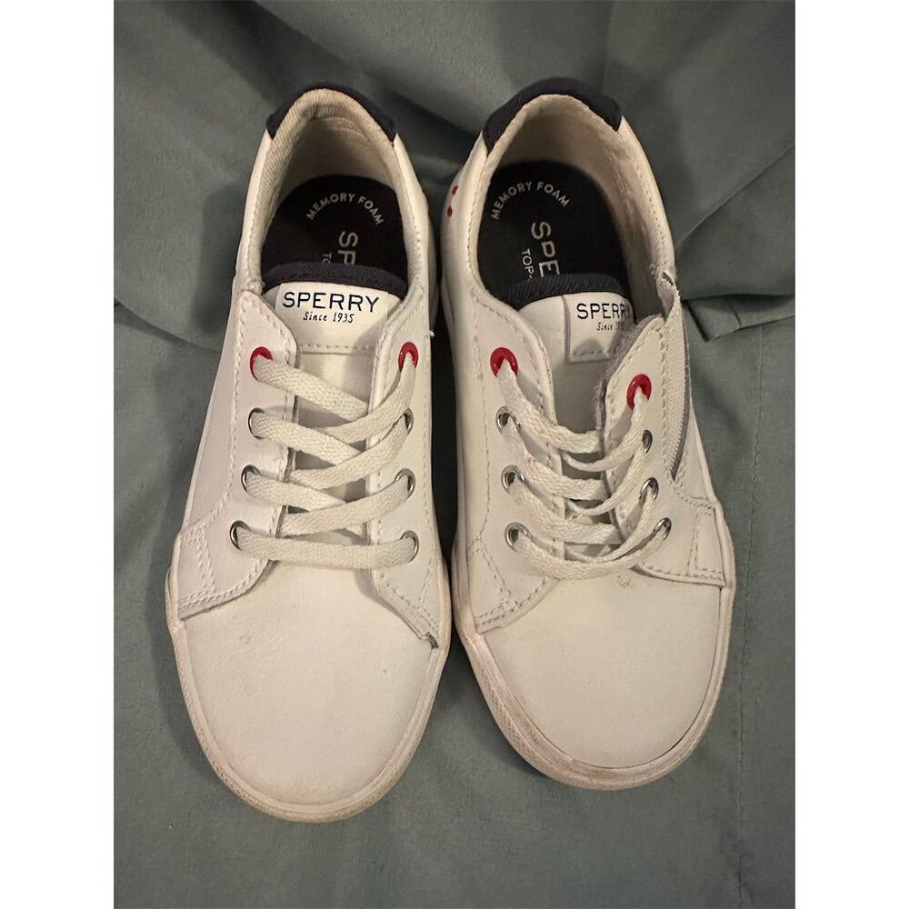 Sperry Boys Striper II LTT White Sneakers Size 10
